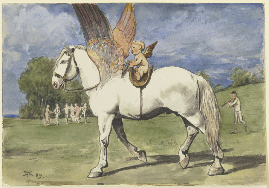 Cherub on Pegasus od Hans Thoma