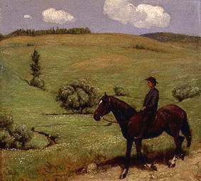 Rider in a wide landscape. od Hans Thoma