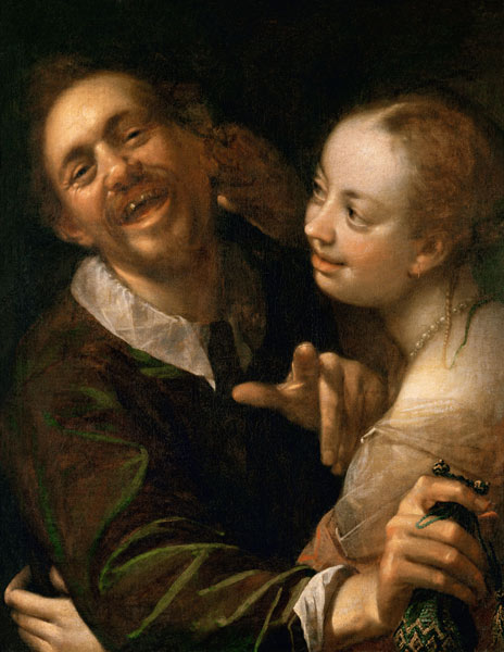 A Laughing Couple, self portrait of the artist with his wife (Scherzendes Paar) od Hans von Aachen