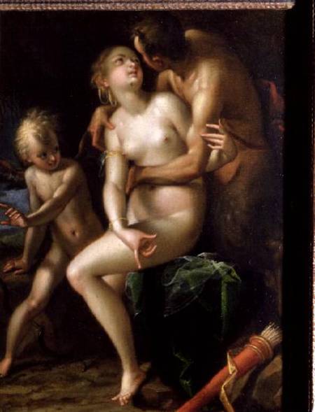 Jupiter, Antiope and Cupid od Hans von Aachen