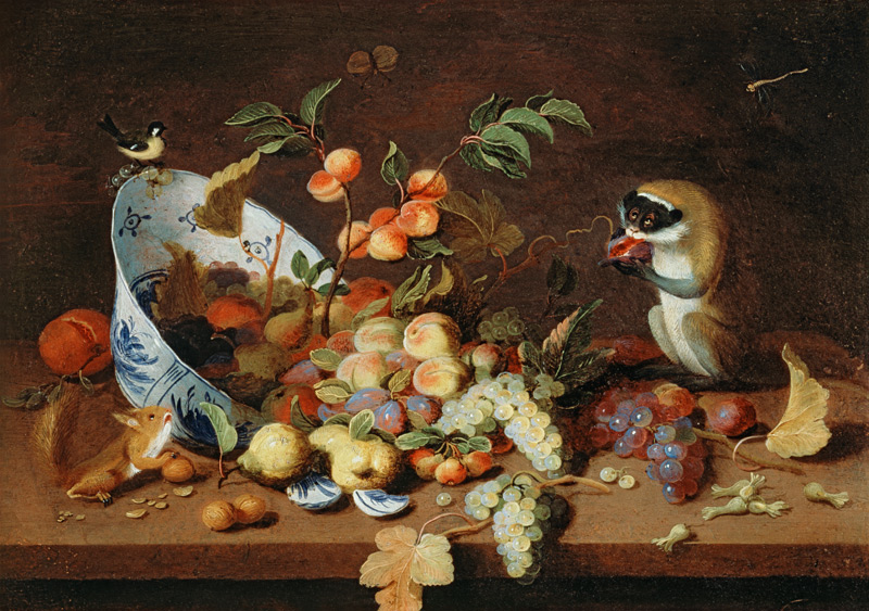 Still-life with fruit and animals od Hans van Essen