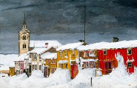 Street in Røros in Winter
