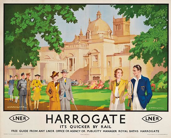 Harrogate, its Quicker by Train', poster advertising rail journeys od Harry Tittensor