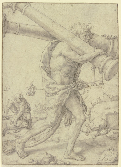 Herkules trägt die Säulen nach der Enge von Gades od Heinrich Aldegrever