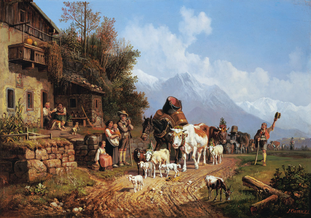 Homecoming of the Alpine pasture. od Heinrich Bürkel