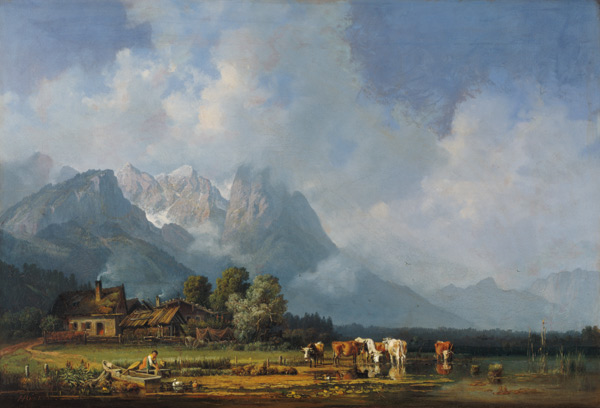 Fishing village in the Bavarian uplands. od Heinrich Bürkel