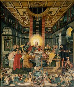 The last Holy Communion. Middle panel of the altar of the Frauenkirche into mill mountain/Elbe Elbe