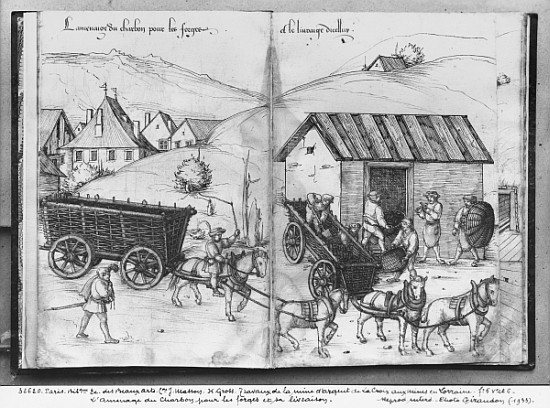 Silver mine of La Croix-aux-Mines, Lorraine, fol.5v and fol.6r, transporting and delivering coal for od Heinrich Gross or Groff