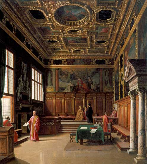 Advice hall in the doge palace to Venice od Heinrich Hansen