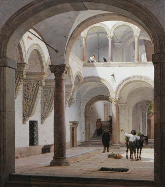 Courtyard of the Palazzo Fava, Bologna od Heinrich Hansen