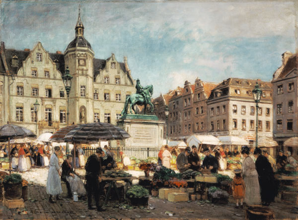 Market at the Jan Wellem in Düsseldorf od Heinrich Hermanns