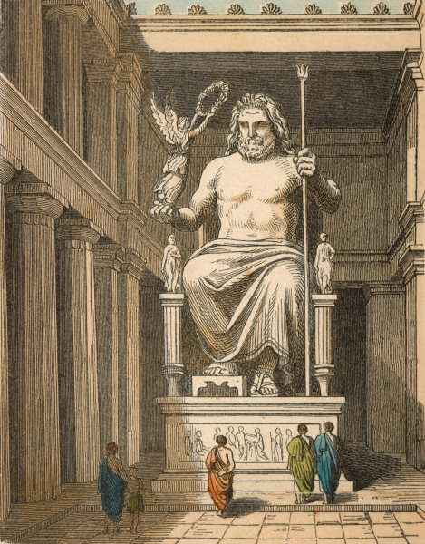 Statue of Zeus in Olympia , H. Leutemann od Heinrich Leutemann