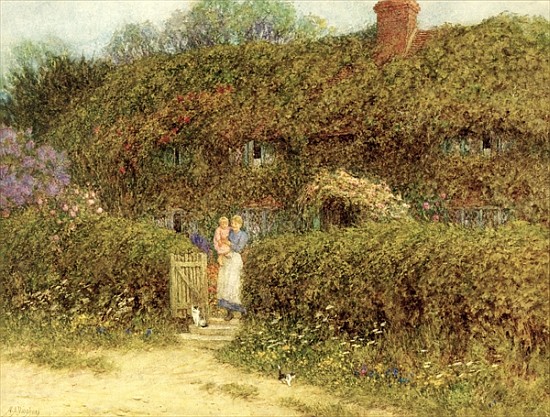 A Cottage at Freshwater, Isle of Wight od Helen Allingham