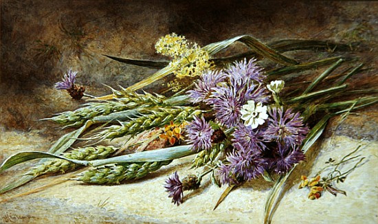 Green Wheat and Wild Flowers od Helen Cordelia Coleman Angell