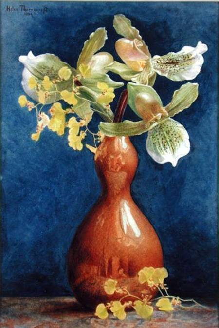 Orchids in a Copper Vase od Helen Thornycroft