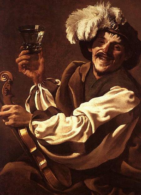 A Violin Player with a Glass of Wine od Hendrick ter Brugghen