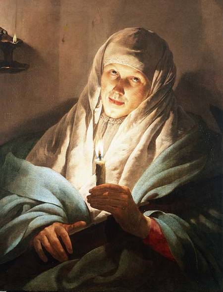 A Woman with a Candle and Cross od Hendrick ter Brugghen