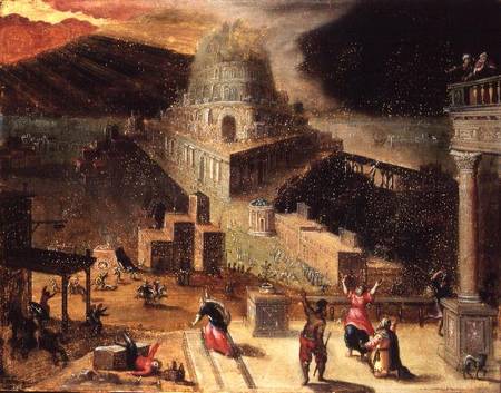 The Destruction of the Tower of Babel (panel) od Hendrick van Cleve