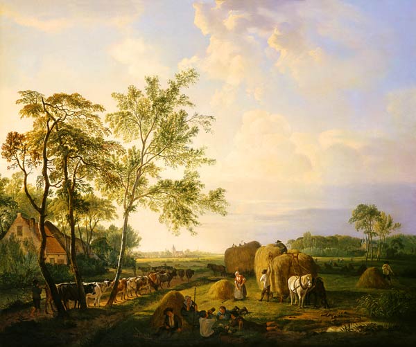 Landscape with hay harvest and cattle herd od Hendrick van Sande Backhuyzen