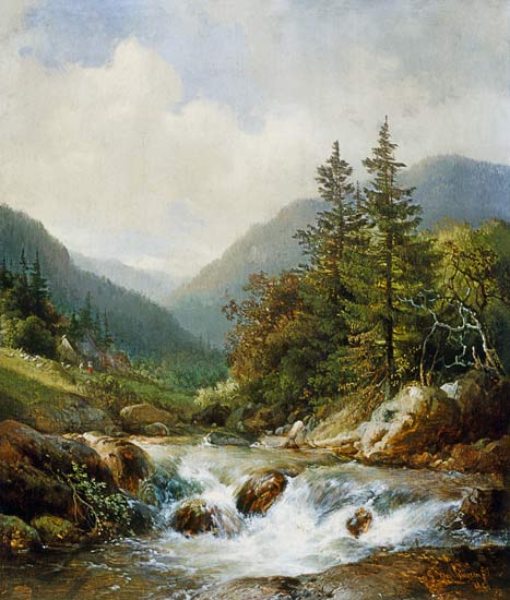 Mountain stream. od Hendrick van Sande Backhuyzen