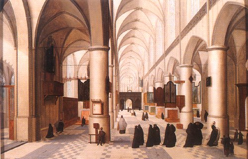 Church inside with baptizing scene od Hendrick van Steenwijck d. Ä.