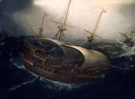 Dutch Battleship in a Storm  (detail) od Hendrik Cornelisz. Vroom