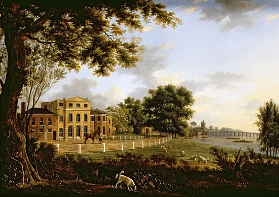 View of Chelsea Farm with the Thames and Battersea Bridge od Hendrik Frans de Cort