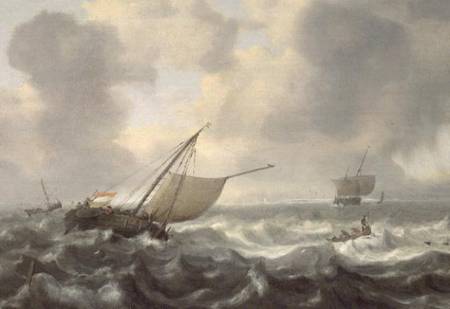 Ships on a Choppy Sea od Hendrik van Anthonissen