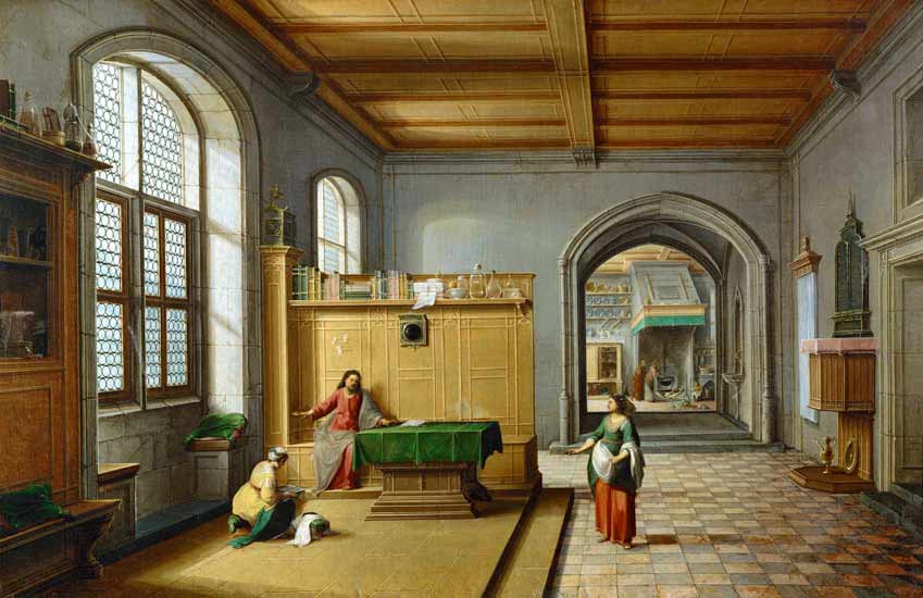 Christus im Hause der Maria und Martha od Hendrik van Steenwyck