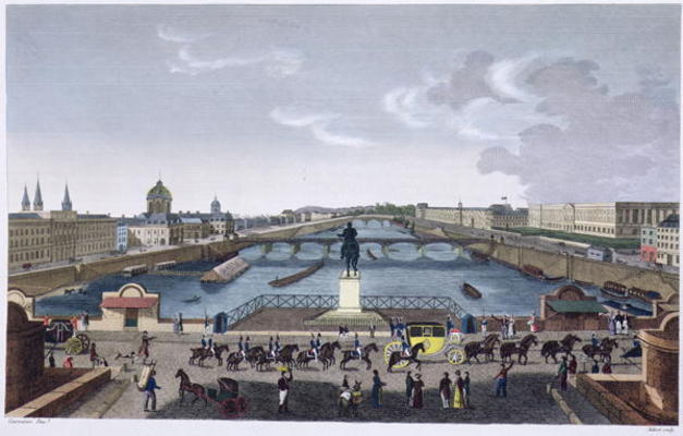 The Pont Neuf. c.1815-20 (colour engraving) od Henri Courvoisier-Voisin