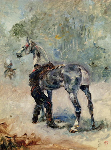 Artilleur sellant son cheval od Henri de Toulouse-Lautrec