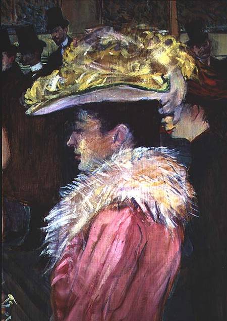 The Dance of the Moulin Rouge: detail of an elegant woman dressed in pink od Henri de Toulouse-Lautrec