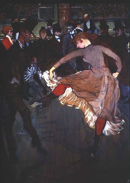 The Dance at the Moulin Rouge: detail showing Valentin Dessose (the 'Boneless') on the left dancing od Henri de Toulouse-Lautrec