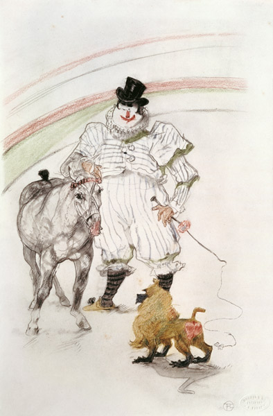 At the Circus: performing horse and monkey, 1899 (chalk, crayons and od Henri de Toulouse-Lautrec