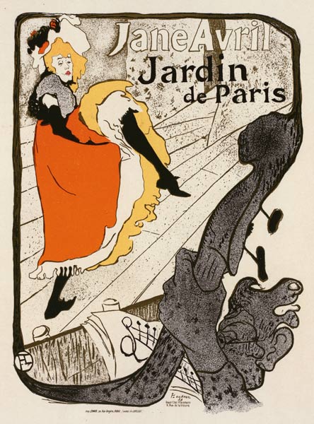 Jane Avril at the Jardin de Paris (Poster) od Henri de Toulouse-Lautrec