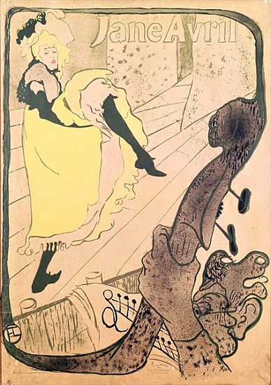 Poster advertising Jane Avril (1868-1943) at the Jardin de Paris od Henri de Toulouse-Lautrec