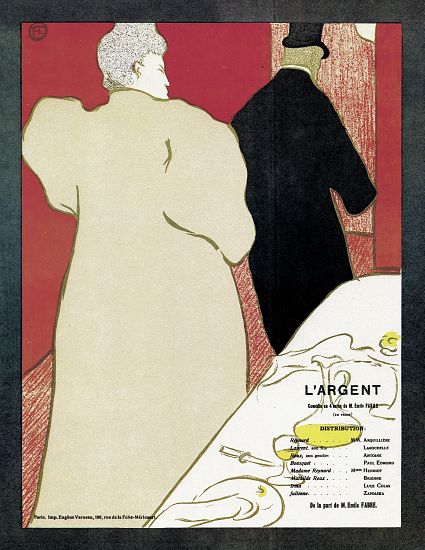 Poster advertising the play 'L'Argent' od Henri de Toulouse-Lautrec