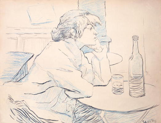 Woman Drinker, or The Hangover, 1889 (ink and coloured pencil) od Henri de Toulouse-Lautrec