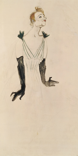 Yvette Guilbert (1865-1944), 1894 (charcoal and oil) od Henri de Toulouse-Lautrec