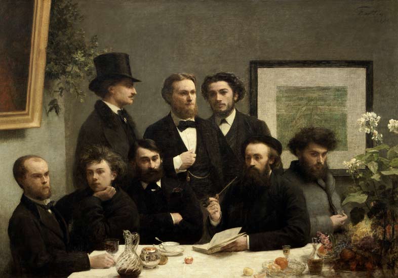 Coin de table (French poets at a table) od Henri Fantin-Latour