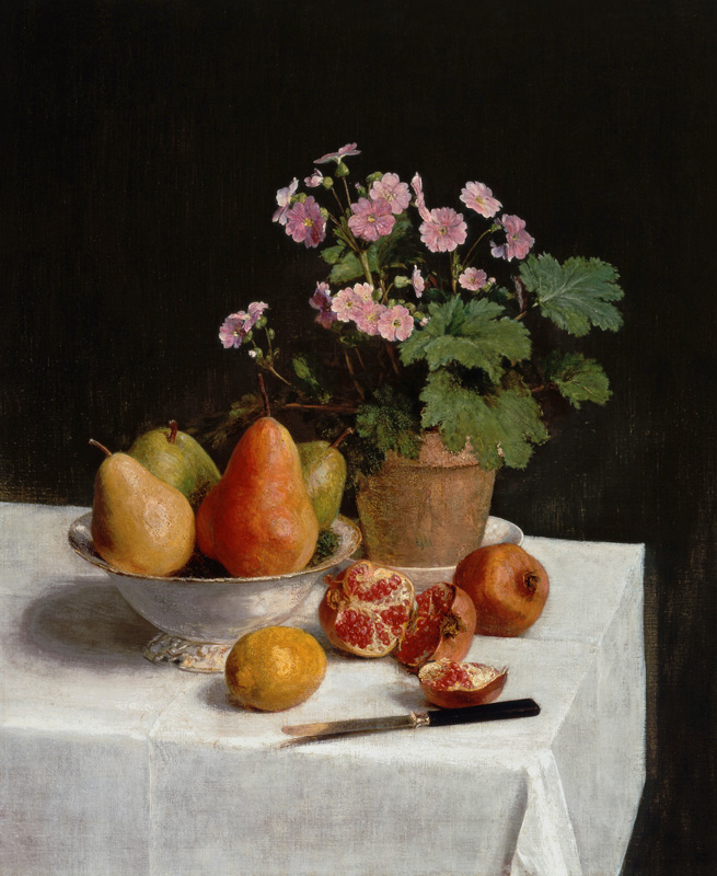 Still life with primroses and pears od Henri Fantin-Latour
