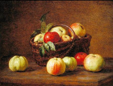 Apples in a Basket and on a Table od Henri Fantin-Latour