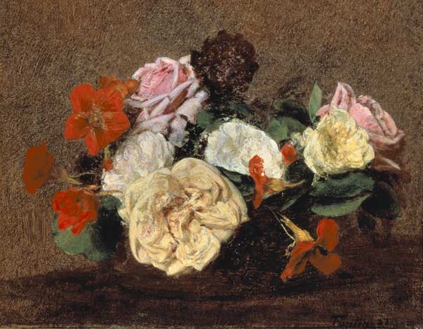 Bouquet of Roses and Nasturtiums od Henri Fantin-Latour