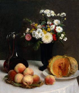 Still Life with Decanter, Flowers and Fruits