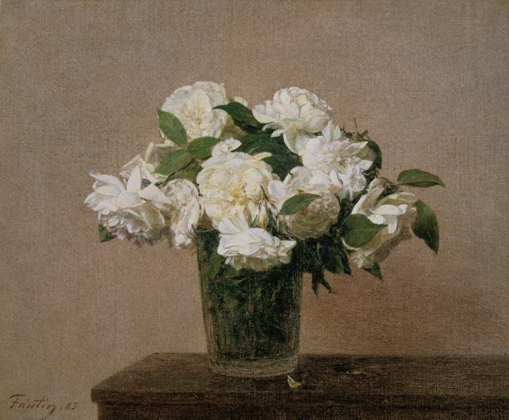 Vase with white roses od Henri Fantin-Latour