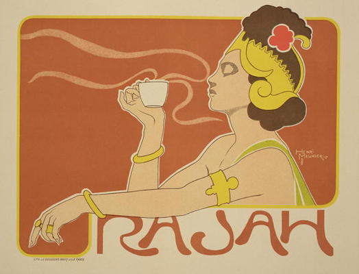 Reproduction of a poster advertising the 'Cafe Rajah', 1897 (colour litho) od Henri Georges Jean Isidore Meunier