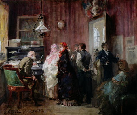 Birth, Town Hall of the 19th Arrondissement, c.1881 (oil on canvas) od Henri Gervex