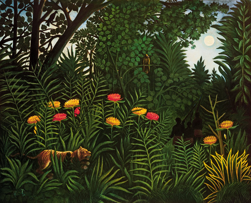 Jungle with tiger and hunters od Henri Julien-Félix Rousseau