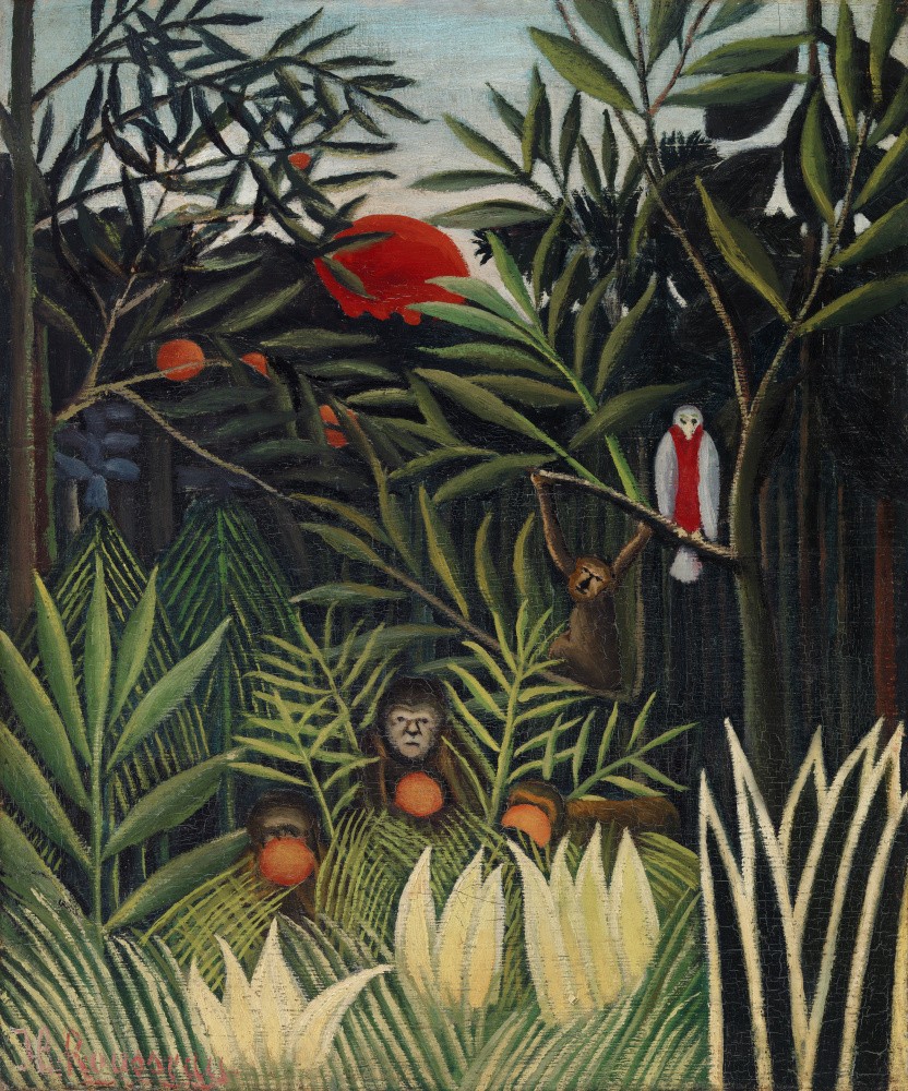 Monkeys And Parrot In The Virgin Forest od Henri Julien-Félix Rousseau