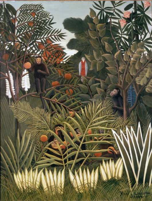 Exotic Landscape with monkeys and a parrot od Henri Julien-Félix Rousseau